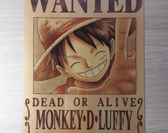 Monkey D Luffy Gold Wanted drijvende metalen poster uit één stuk