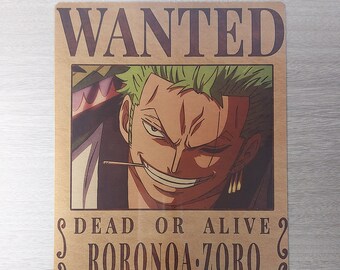 Roronoa Zoro Gold Wanted Metal-poster uit één stuk