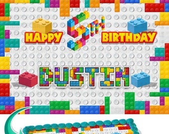 Lámina comestible para decorar pasteles con imagen en bloque y glaseado personalizado.