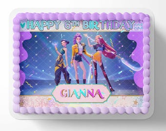 Lámina comestible para decorar pasteles con imágenes populares de chicas y chicos Kpop. Glaseado personalizado.
