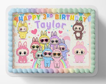 Lámina comestible para decorar pasteles con imagen de dientes de monstruo adorables. Glaseado personalizado.