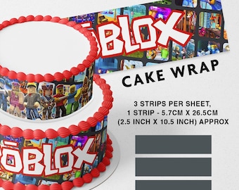 Tiras comestibles para decorar tartas Gamers Blox Kids, con estampado de glaseado.