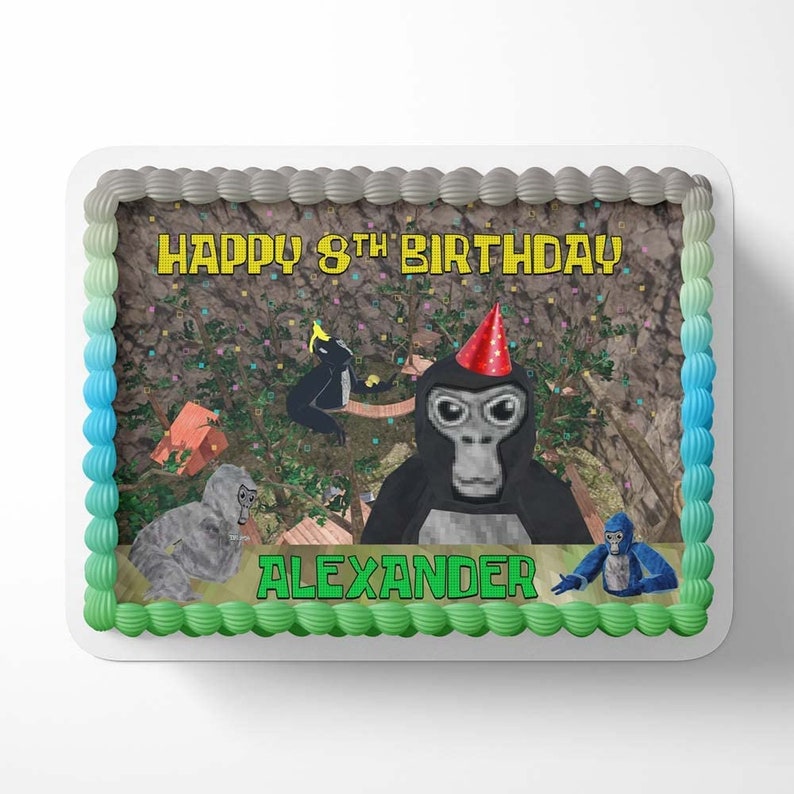 Gorilla Tag VR Edible Image Cake Topper Personalized Birthday Etsy