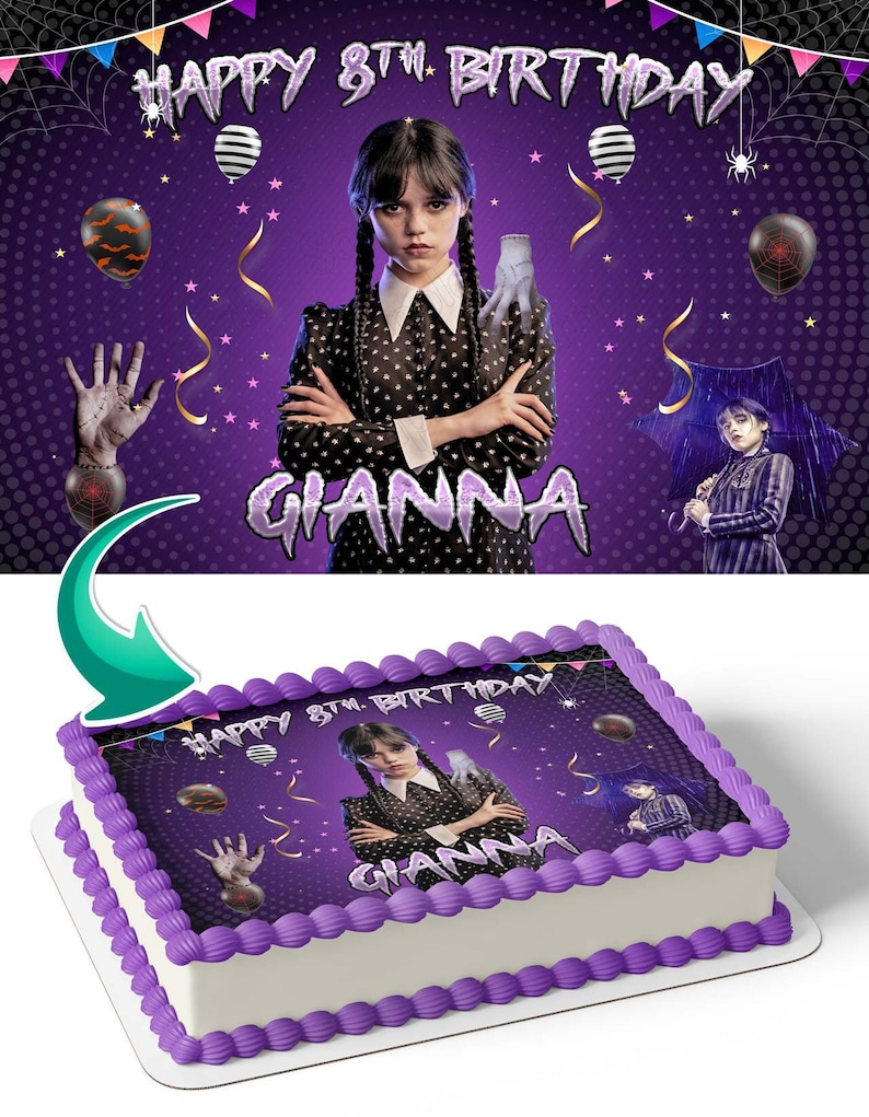 Wednesday Adams Edible Image Cake Topper Personalized Birthday Etsy dairy-free-birthday-cake-eat-with-clarity