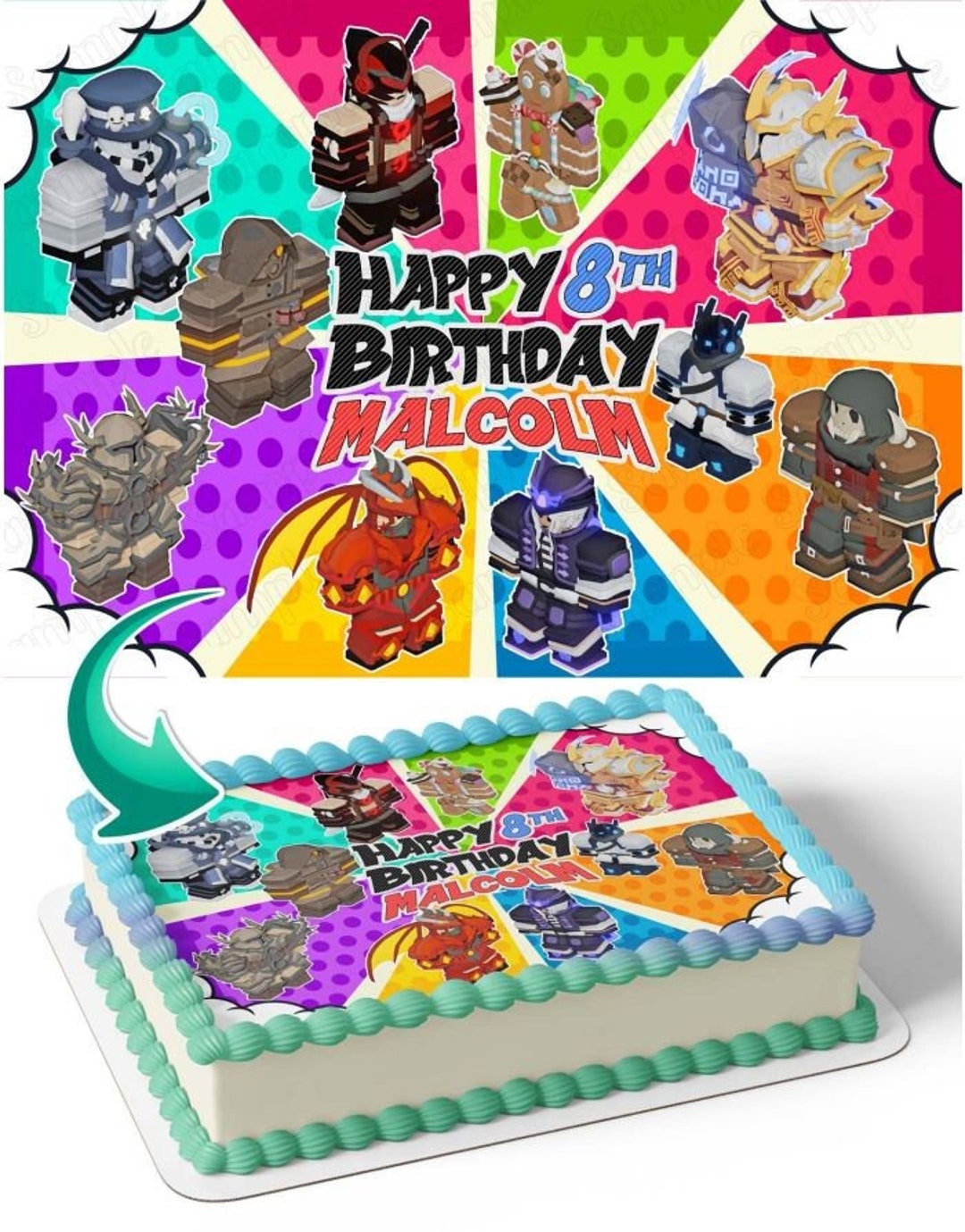 Roblox Custom Player Happy Birthday Edible Cake Topper Image