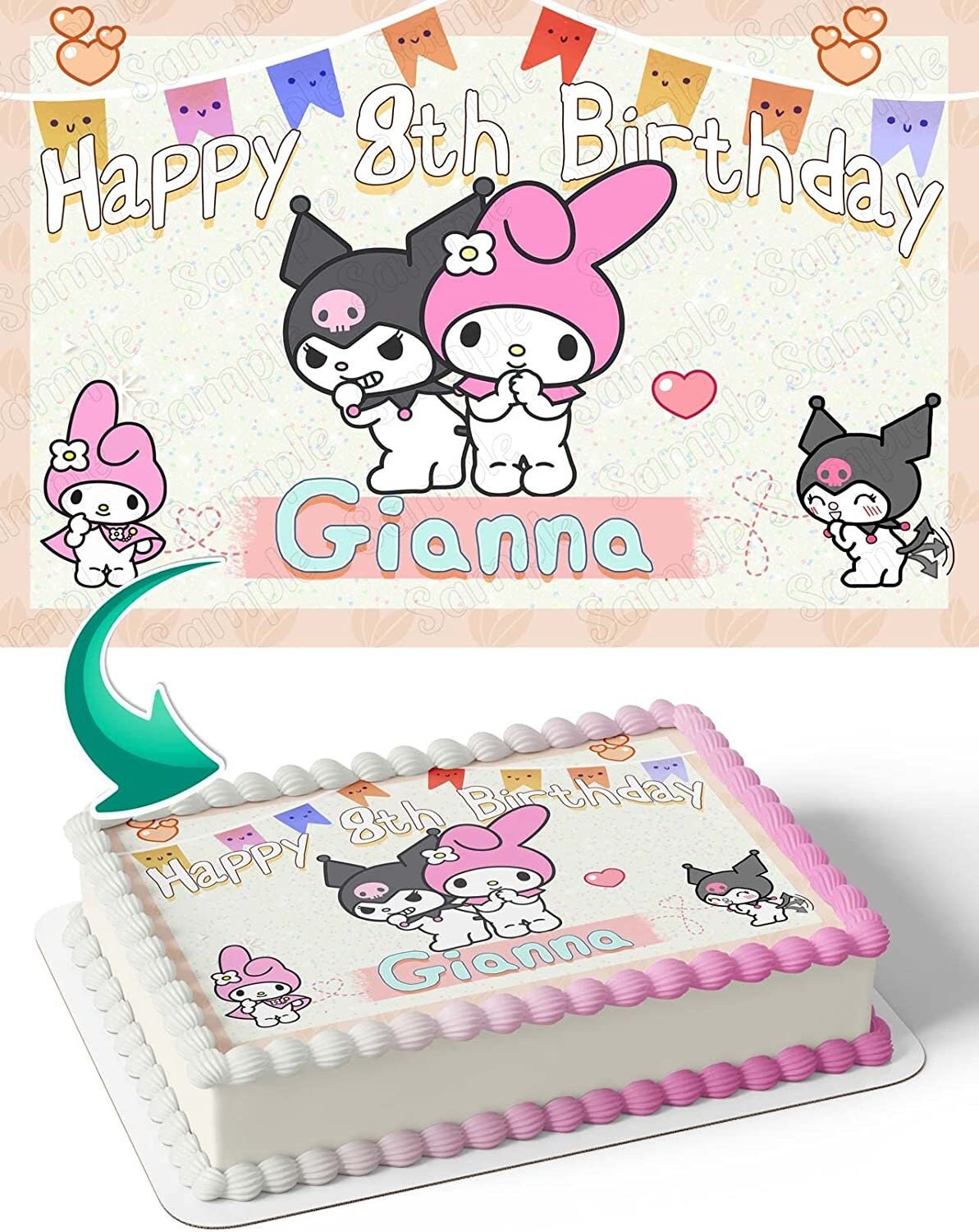 My Melody and Kuromi Edible Image Cake Topper Personalized - Etsy Ireland