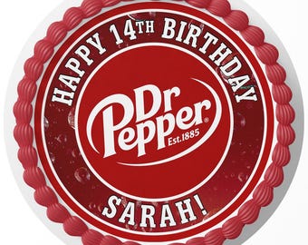 Dr Pepper Edible Image Cake Topper Sheet Custom Icing Frosting