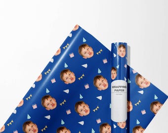 Custom Face Wrapping Paper, Personalized Photo Gift Wrap Roll, Funny Birthday Gift, Custom Photo Paper, Unique Gift for Him Her, 58x23