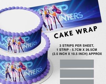 Tiras de glaseado comestible impresas con diseño de grupo de chicas K-Pop para decorar pasteles, borde de cinta