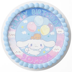 Cinnamonroll Cute Edible Image Cake Topper Sheet Custom Icing Round