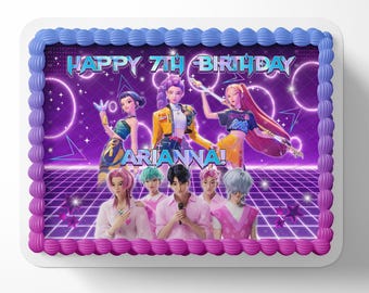 Lámina comestible para decorar pasteles con imágenes temáticas populares de chicas y chicos Kpop, glaseado personalizado