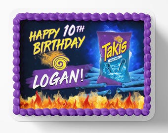 Lámina de glaseado personalizado con imagen de Blue Heat Takis para niños y niñas