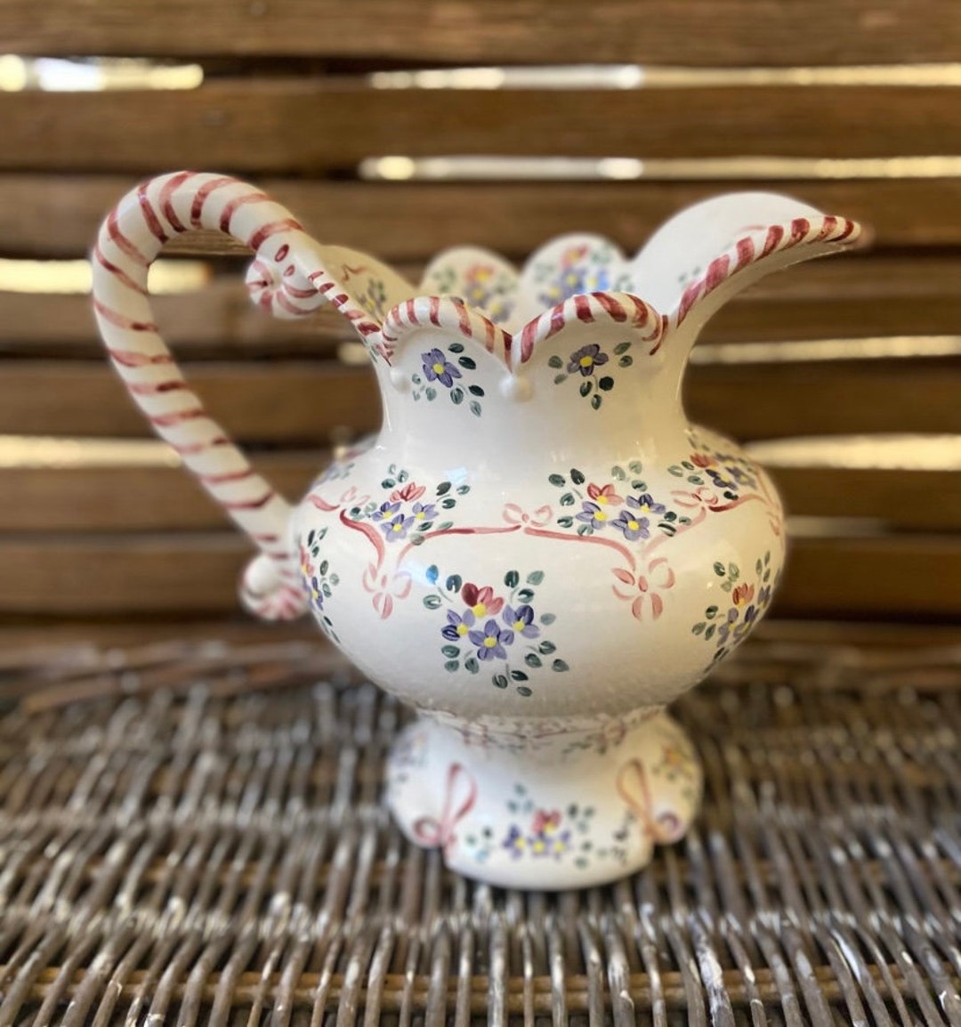 Vintage Ceramic Jug Vase With Floral Design Etsy UK