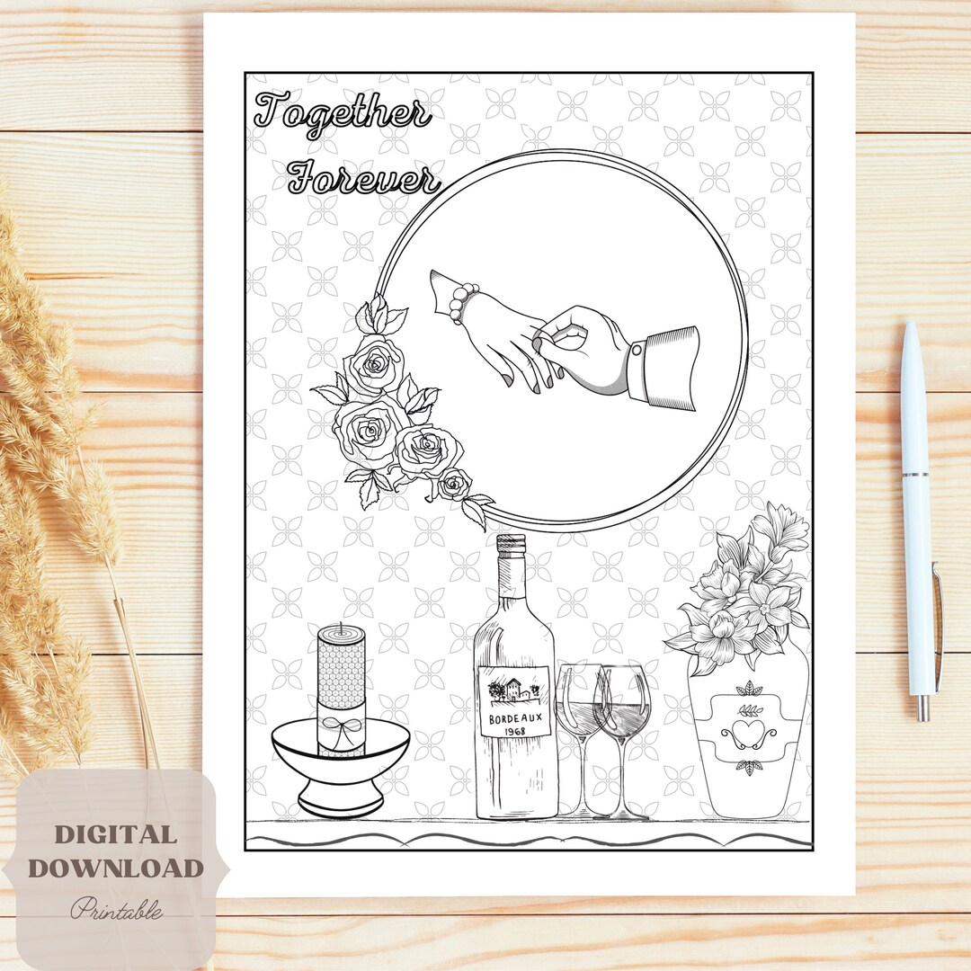 Beautiful Anniversary Coloring Page Together Forever Coloring Page ...