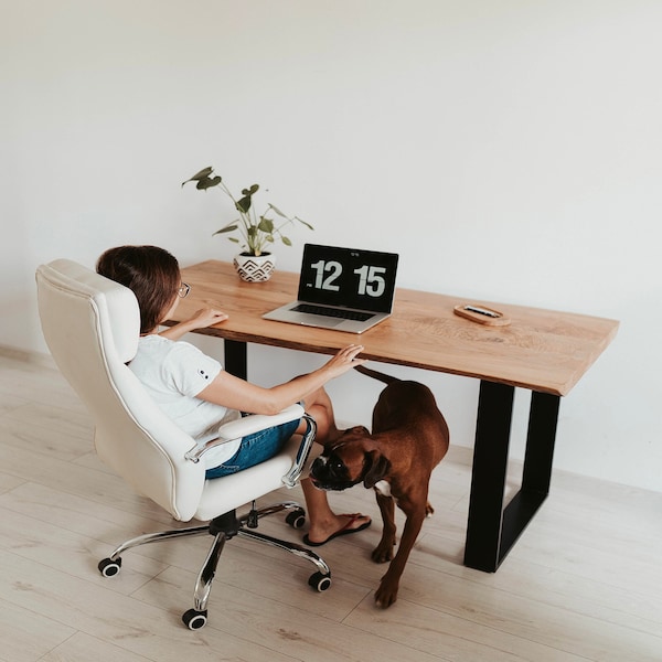 Bureau en bois industriel, parfait pour les intérieurs modernes et rustiques, bureau en bois de luxe, bureau élégant et fonctionnel, Luxueux