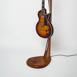 Supporto per chitarra, supporto per chitarra elettrica, RGBW + WiFi, supporto per strumenti luminoso, appendiabiti in legno illuminato