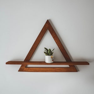 Rustic Triangle Geometric Floating Shelf Handmade from ASH solid wood! Wall Decor, Home Decoration, Display shelf crystals, Triangle shelf