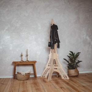 Original wooden coat hanger, Standing Eiffel Tower, Hanger standing for clothes, Luxury home decor, home goods, Paris coat rack, lux design