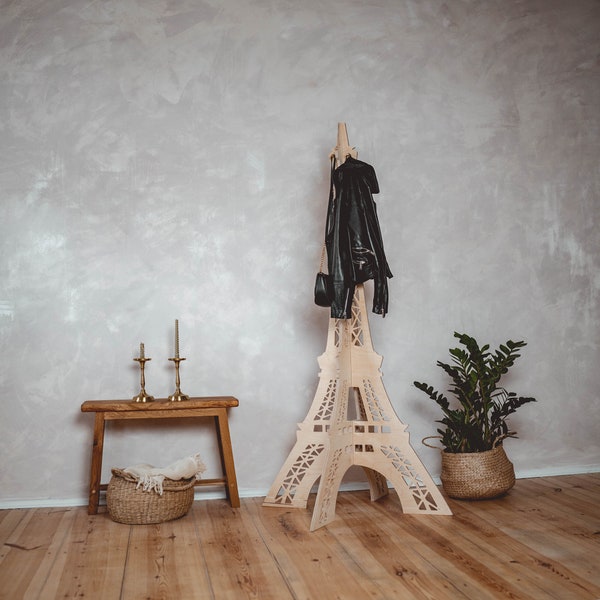 Appendiabiti Torre Eiffel Eco-Friendly, Arredamento Unico e Sostenibile in Legno Fatto a Mano Accessori Premium per la Casa e Design Stiloso