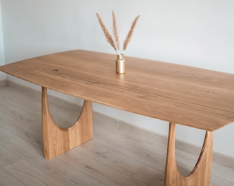 Eiken massief tafel, 180x100 cm, massief houten eettafel, keukentafel, live edge eettafel, Scandinavische meubels, eettafel, handgemaakt