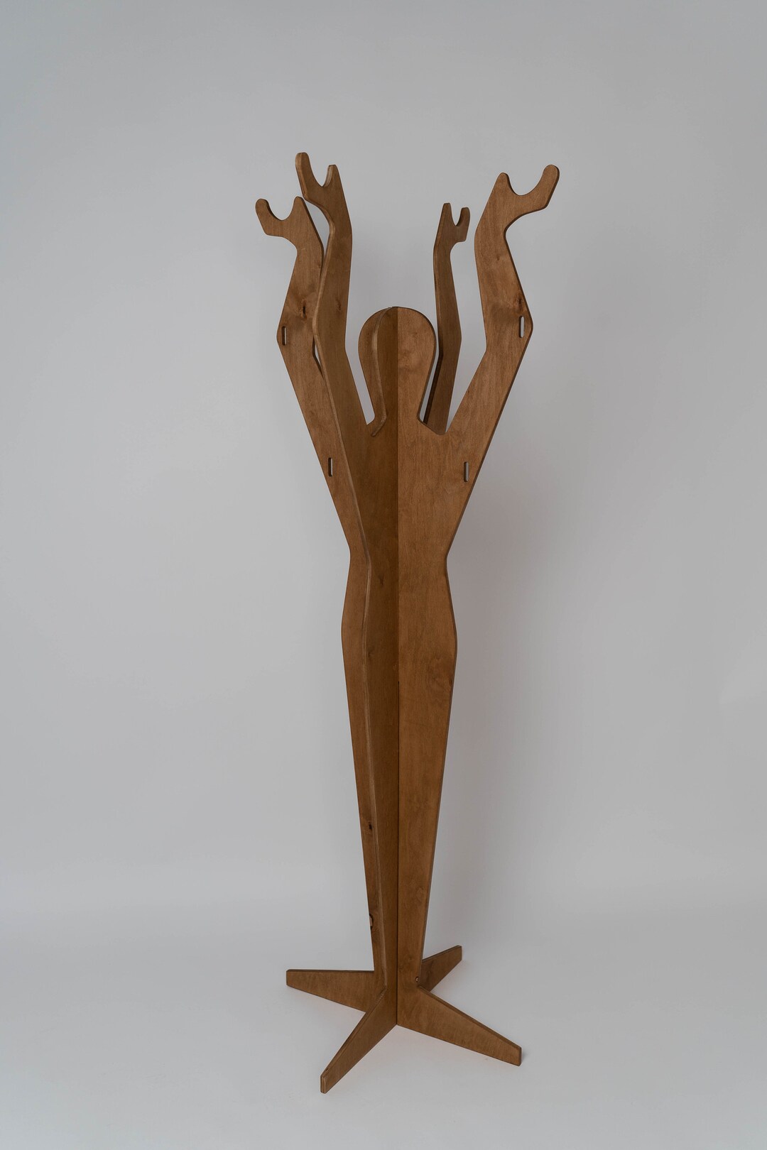 Birch Plywood Standing Coat Rack, Modern Human Design - Etsy