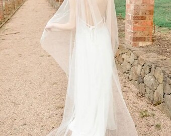 Ava - Barely there simplistic elegant cut edge one tier wedding veil