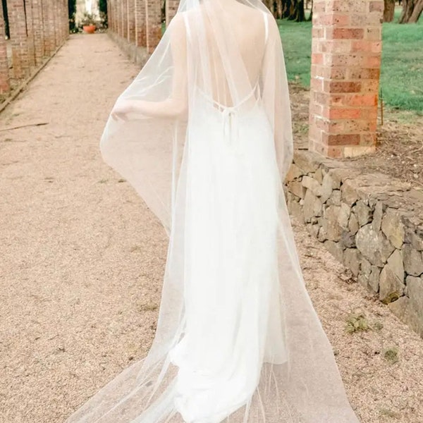 Ava - Barely there simplistic elegant cut edge one tier wedding veil