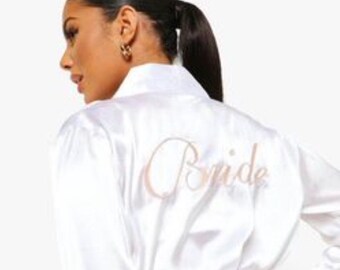 Satin Bride Bridesmade Dressing Robe, Bride dressing gown, bridesmaids robe