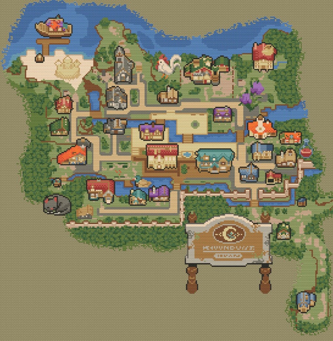 Potion Permit Map. Crossstitch Pattern Etsy