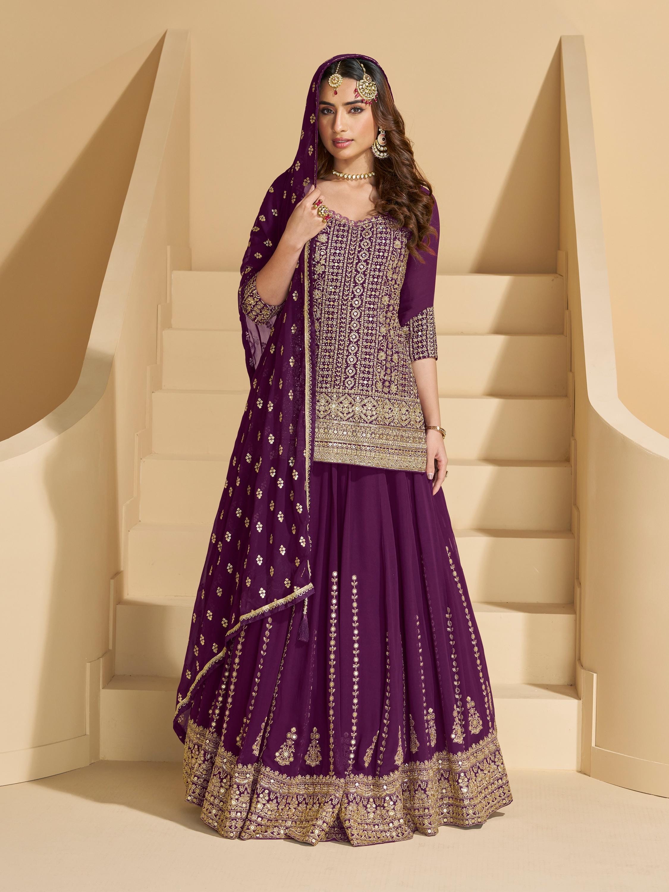 Georgette Pakistani Gharara Style Salwar Kameez For Women Heavy Party Wear Pakistani Wedding Dress Indian Ethnic Salwar Kameez With Dupatta