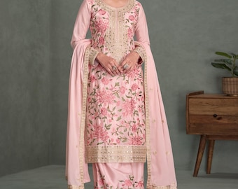 Designer Chinon Pakistani Style Salwar Kameez For Women Heavy Party Wear Pakistani Wedding Dress Indian Ethnic Salwar Kameez With Dupatta