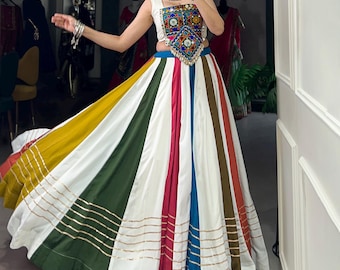 Navratri Latest Stylish Indian Traditional Western Lehenga with Crop Top Readymade Collection for Girls Ready to Wear Western For Navratri
