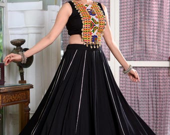 Navratri Latest Stylish Indian Traditional Western Lehenga with Crop Top Readymade Collection for Girls Ready to Wear Western For Navratri