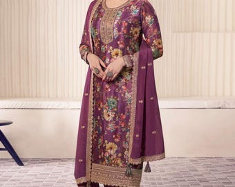 Designer Chinon Pakistani Style Salwar Kameez For Women Heavy Party Wear Pakistani Wedding Dress Indian Ethnic Salwar Kameez With Dupatta