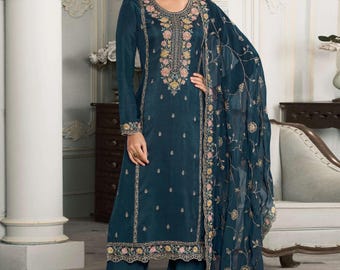 Designer Muga Silk Pakistani Style Salwar Kameez For Women Heavy Party Wear Pakistani Wedding Dress Indian Ethnic Salwar Kameez With Dupatta