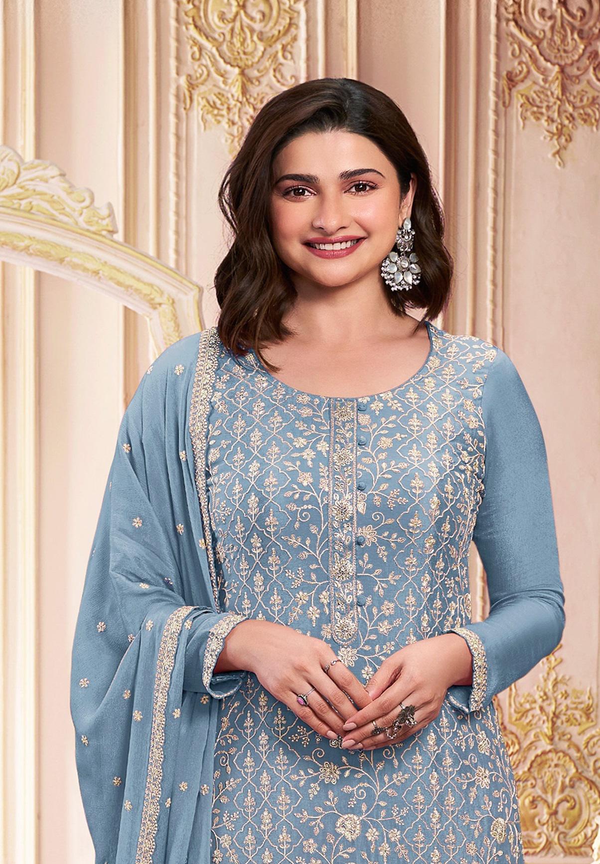 Abito lungo in rete verde ricamato: abito da sposa pakistano - Italia