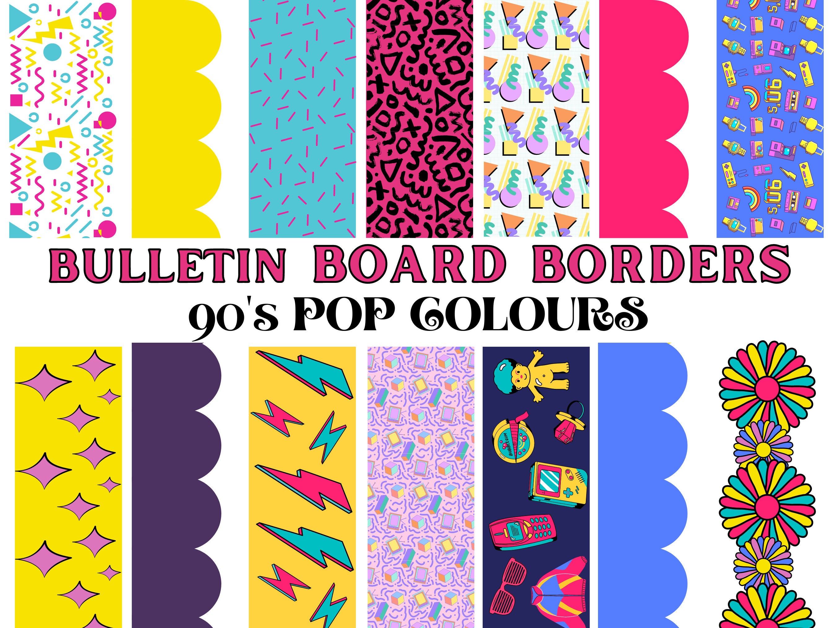 Bulletin Board Borders Bright Bulletin Borders 90'S Bulletin Borders
