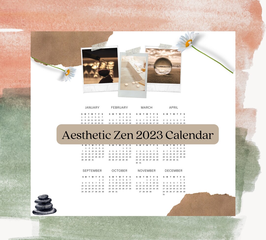 Aesthetic Zen 2023 Wall Calendar Etsy