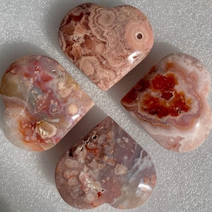 Quality Flower Agate Hearts