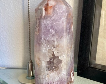 Large Purple and Pink Amethyst Flower Agate Druzy Tower