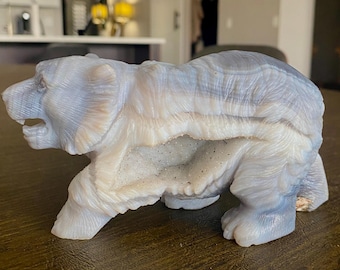 Druzy Agate Bear Carving