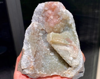 Lustrous Rainbow Amethyst with Calcite Formation