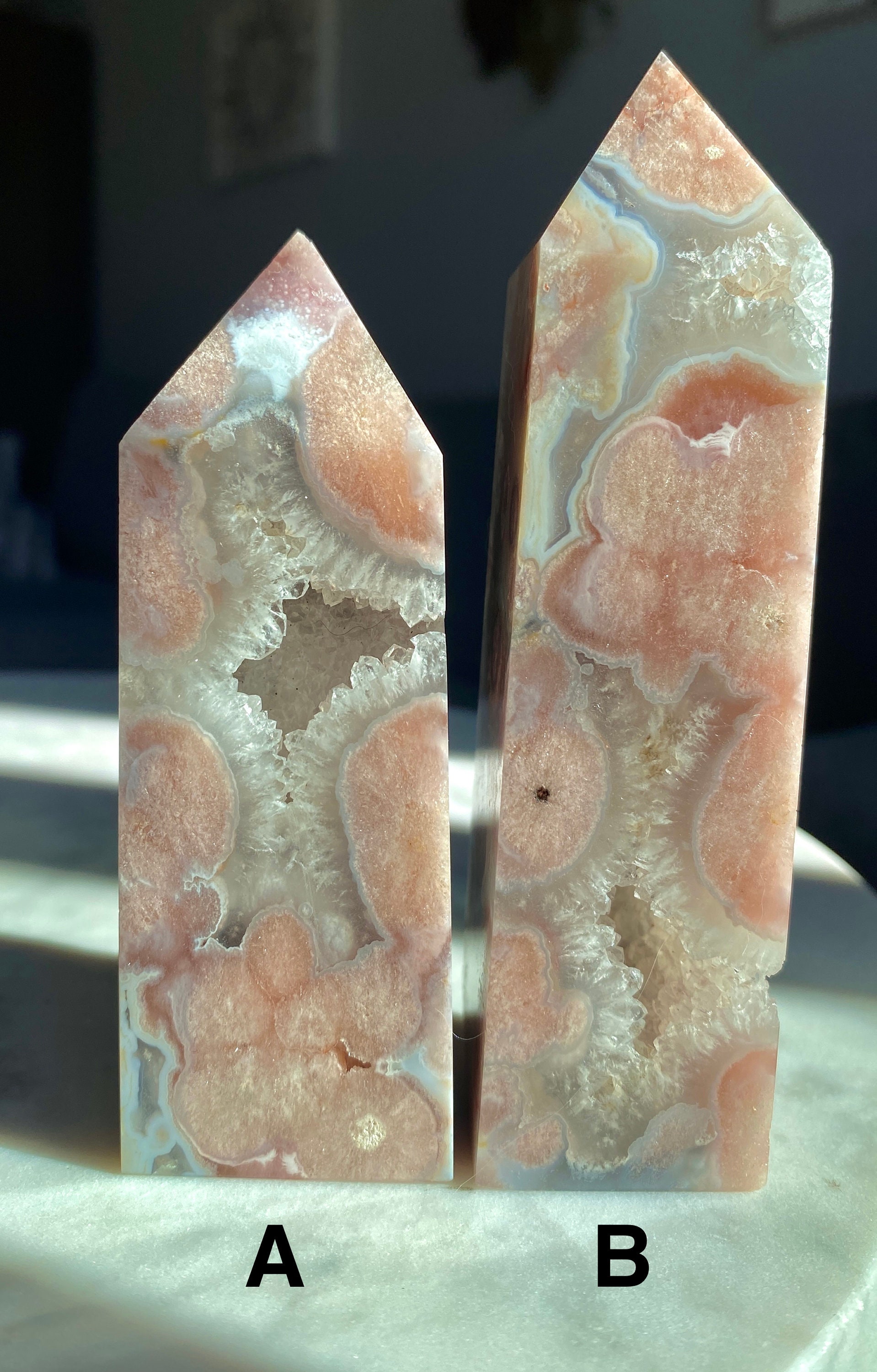 クリアクォーツタワーのピンクアメジストフラワーアゲート - Etsy 日本