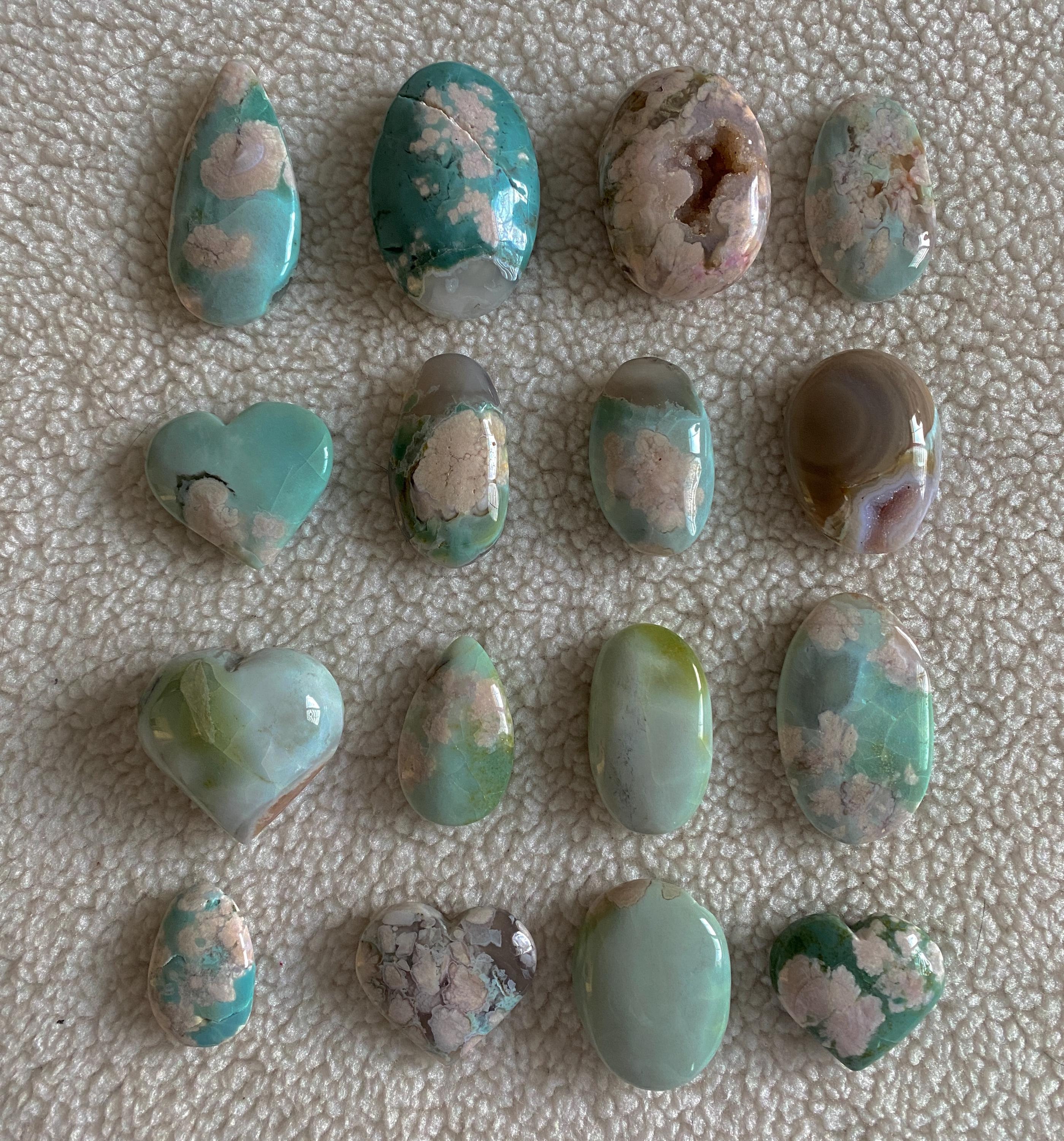 Green Flower Agate - Etsy Green Flower Agate - Etsy