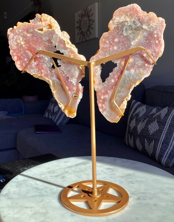 ピンクと紫のアメジスト ドゥルージー フラワー アゲート ウィング