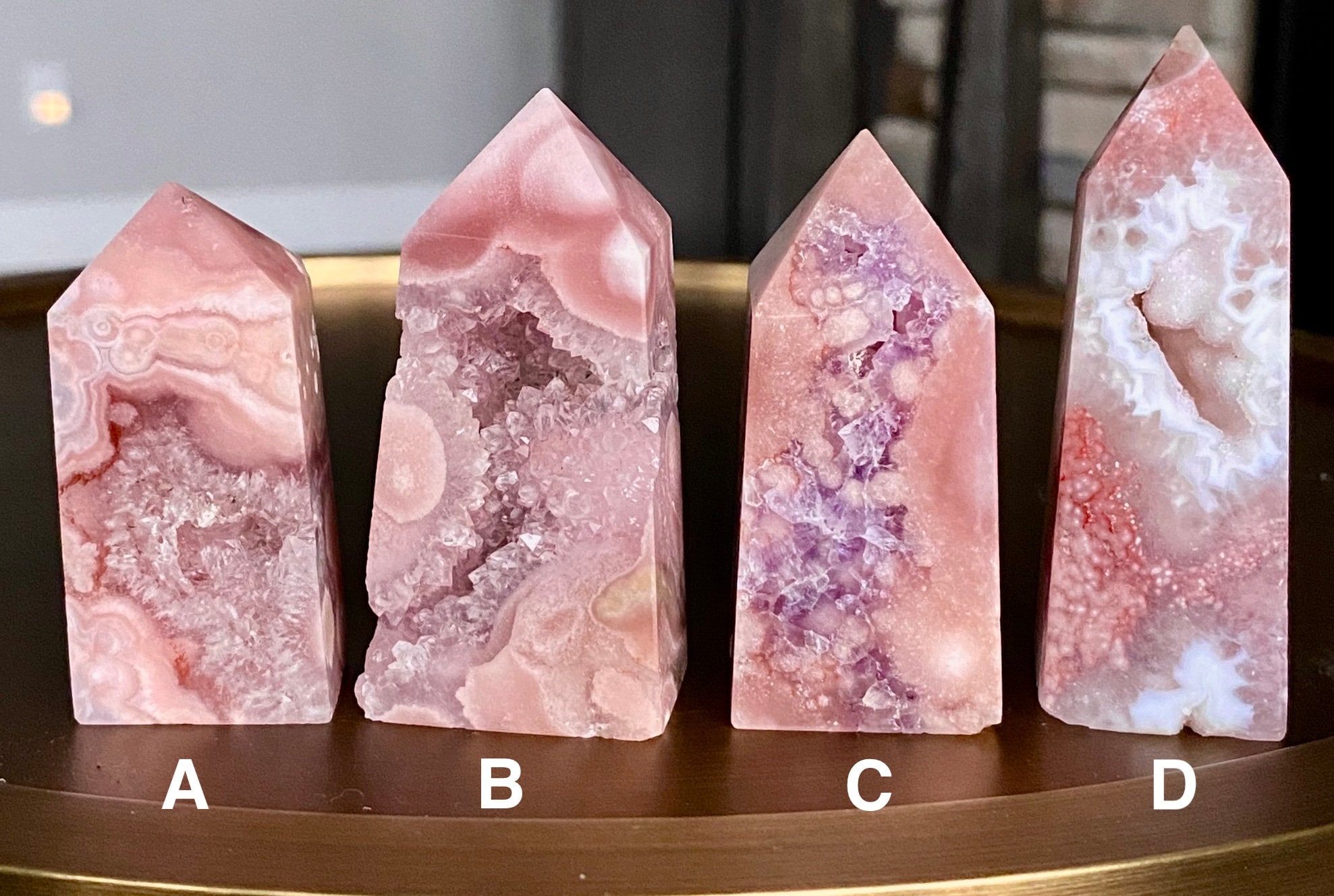 ミニピンクと紫の花瑪瑙のドゥルージータワー - Etsy 日本