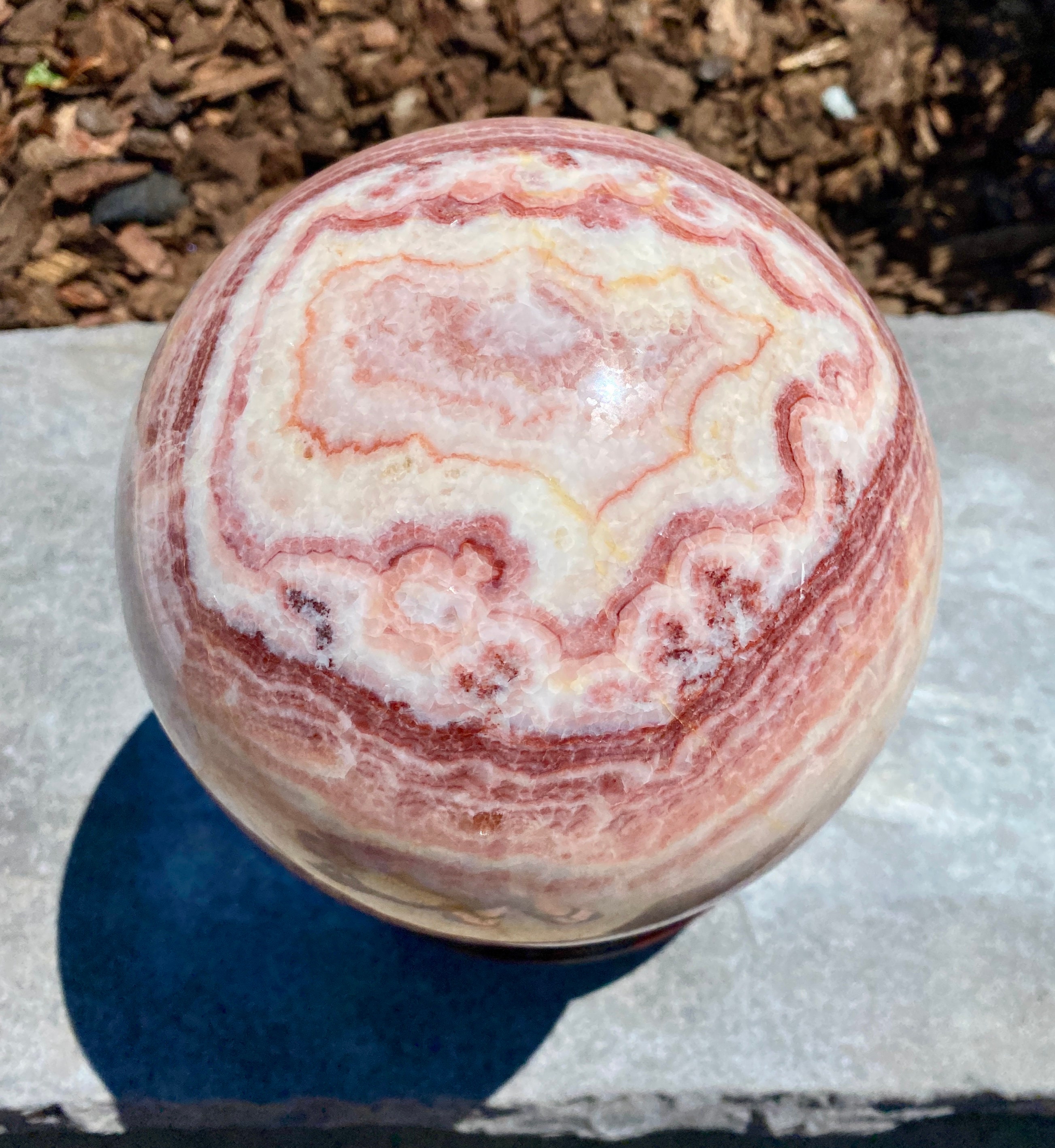 大きな赤い縞模様の方解石球 - Etsy 日本