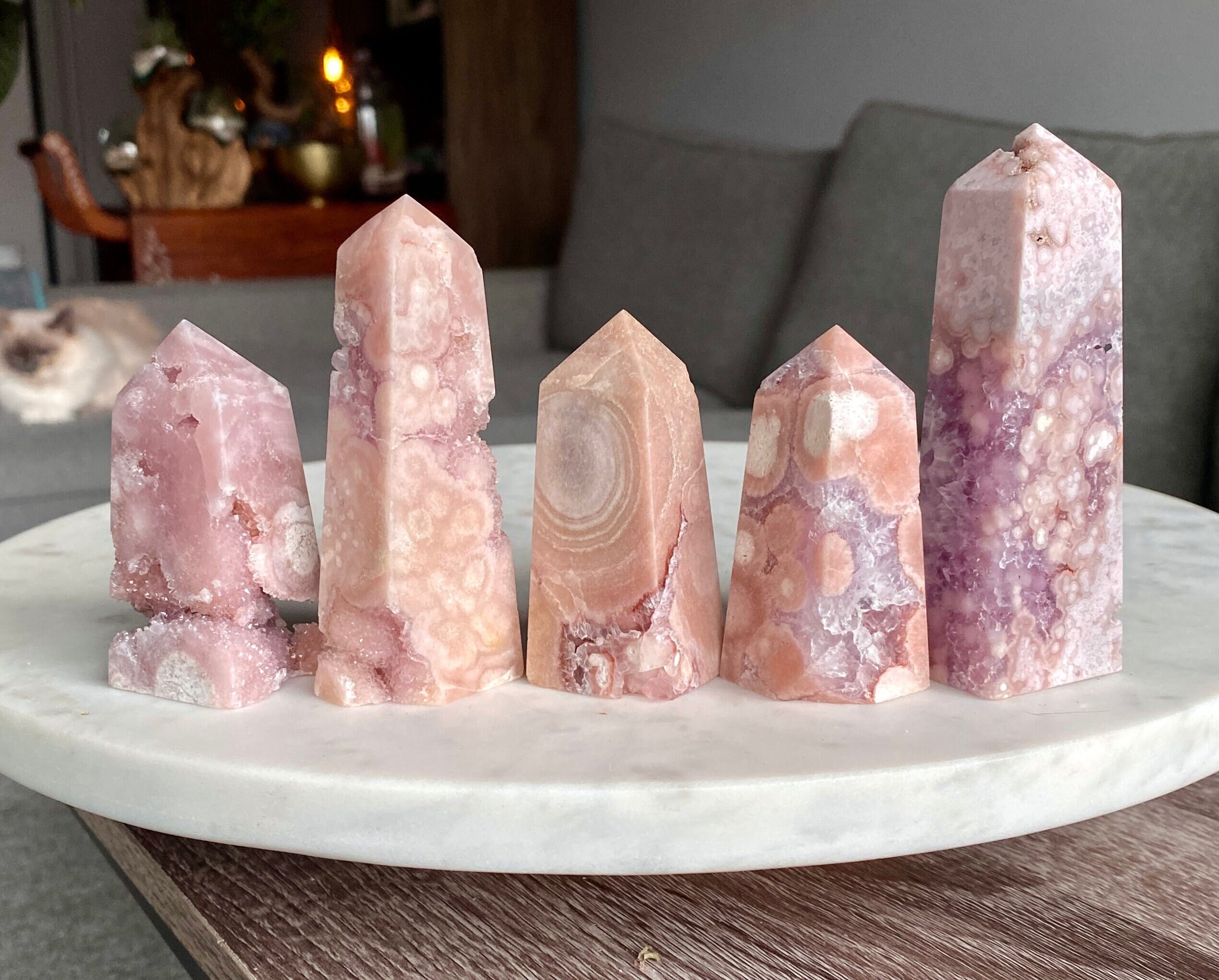 ピンクと紫の花瑪瑙のドゥルージータワー - Etsy 日本