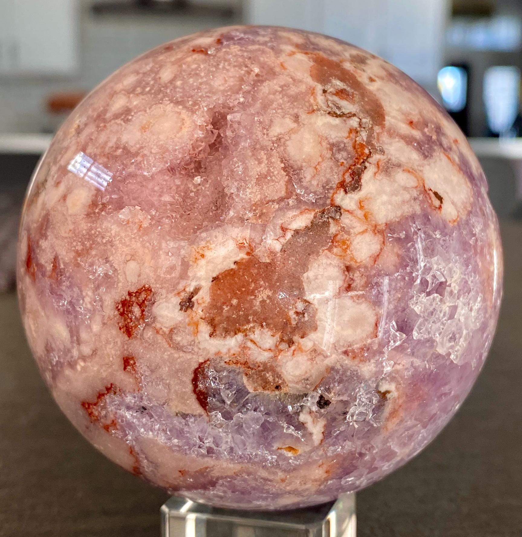 高品質　アメジスト　ピンクアメジスト　フラワーアゲート　スフィア　大 高品質 アメジスト ピンクアメジスト フラワーアゲート スフィア 大