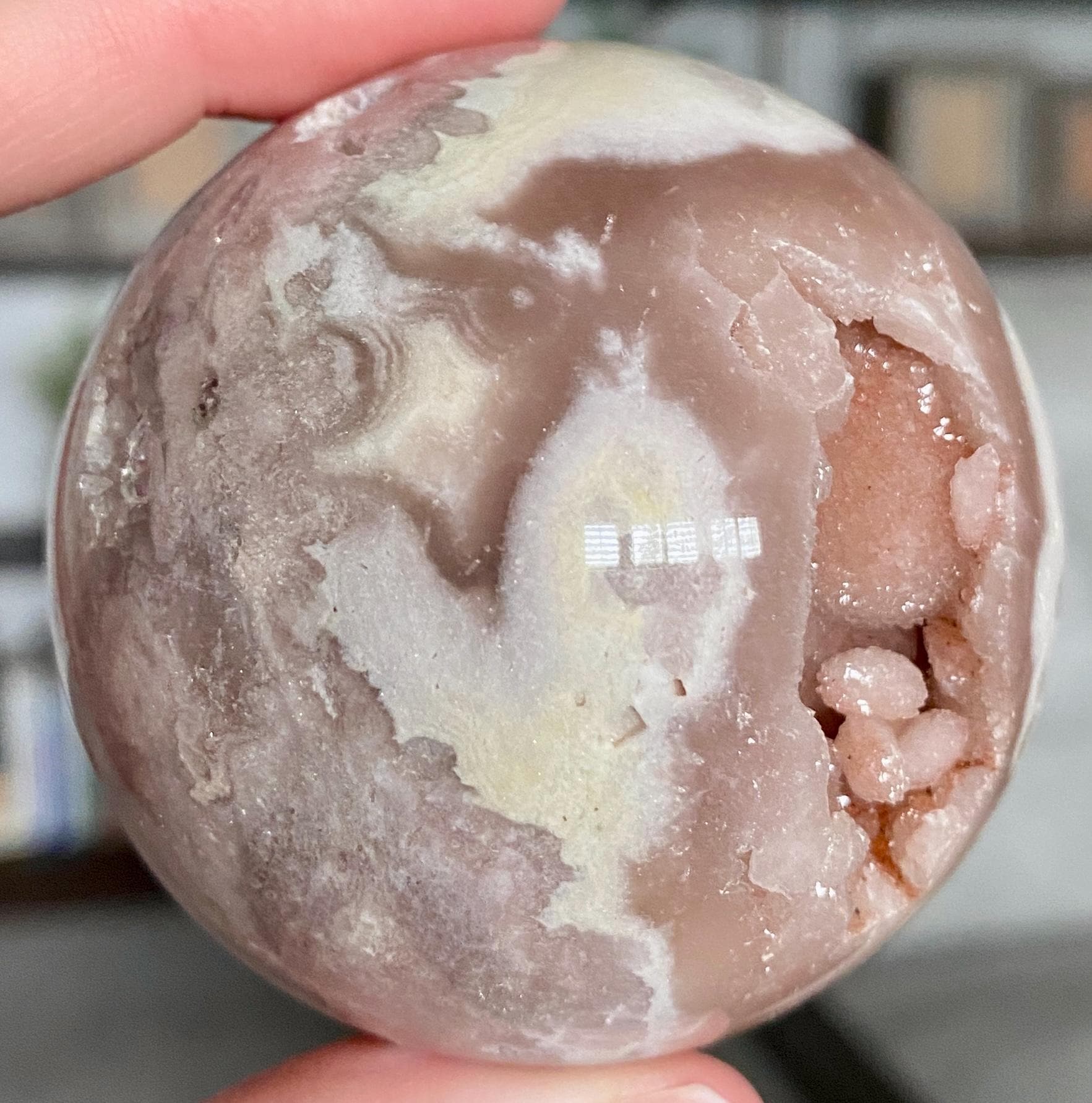 1kg越え大玉！ 結晶ジオード ピンクアメジスト スフィア シュガー